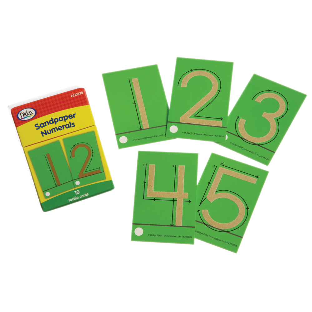 Didax Tactile Sandpaper Numerals, Green, Grades K-1, Pack Of 10 Numerals MPN:DD-210828