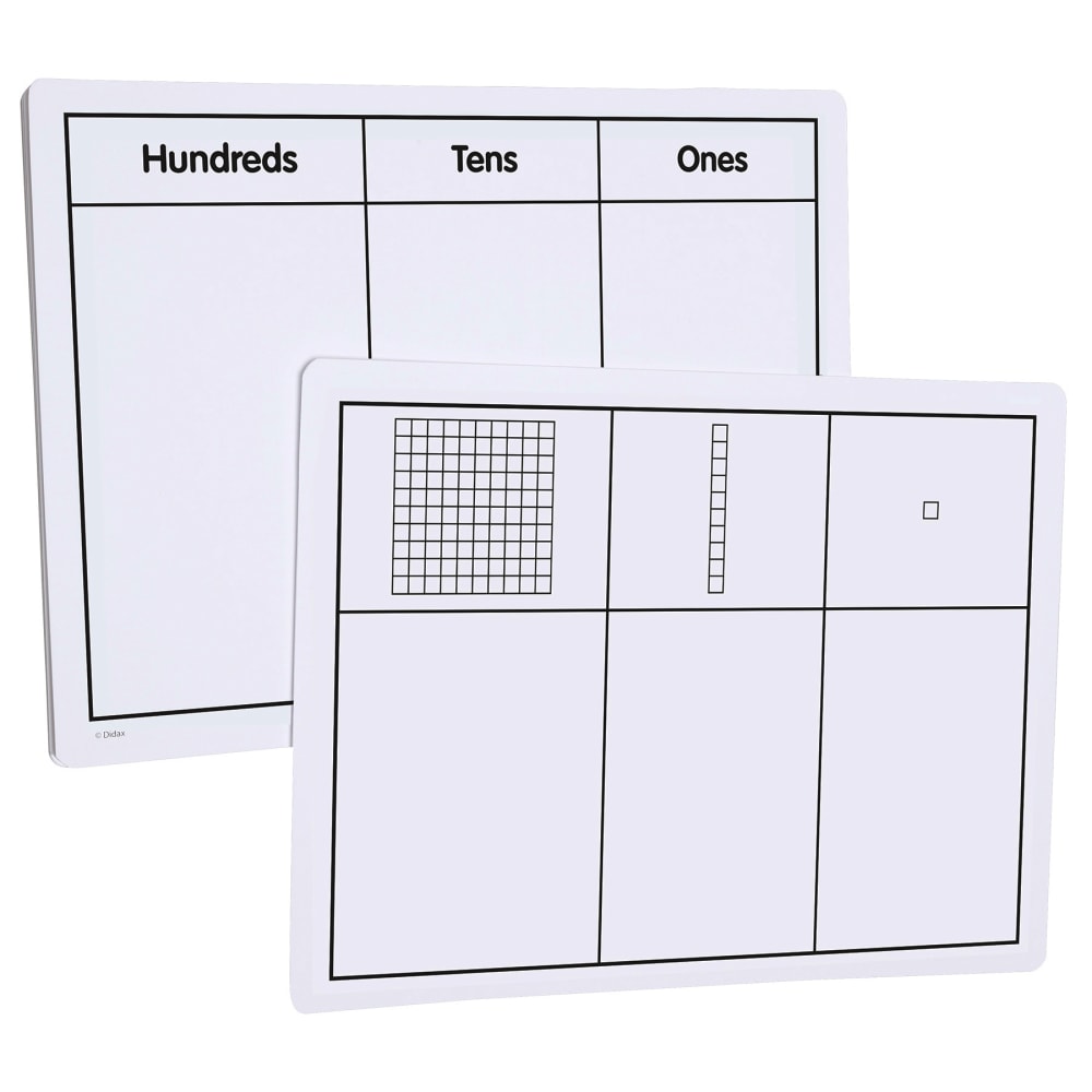 Didax Write-On/Wipe-Off Base Ten Block Cards, 9in x 12in, White, Grade 1 To 6, Set Of 10 Cards MPN:DD-211013