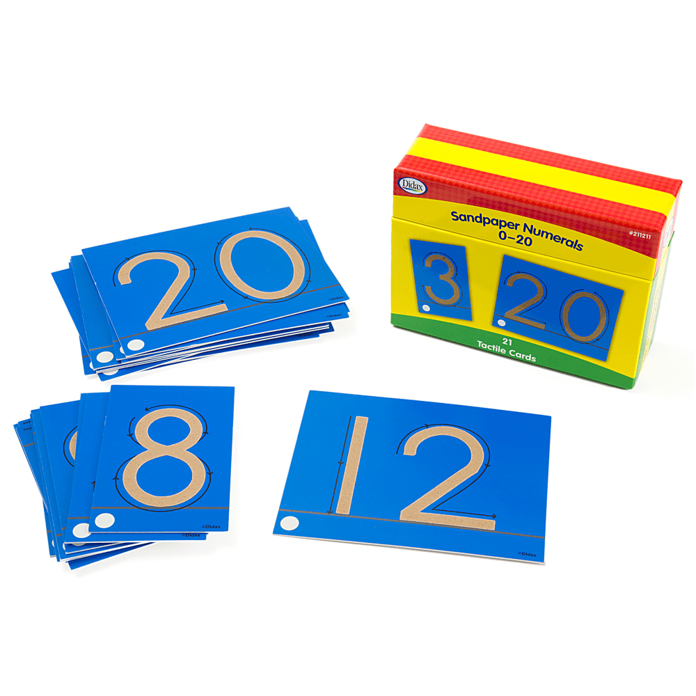 Didax Tactile Sandpaper Cards, Numerals 0-20, Grade K To 2, Set Of 21 Cards MPN:DD-211211