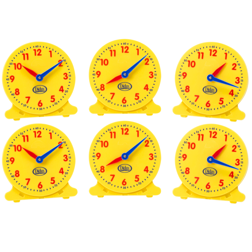 Didax 5in Student Clocks, Multicolor, Grades 1-2, Set Of 6 Clocks MPN:DD-211550