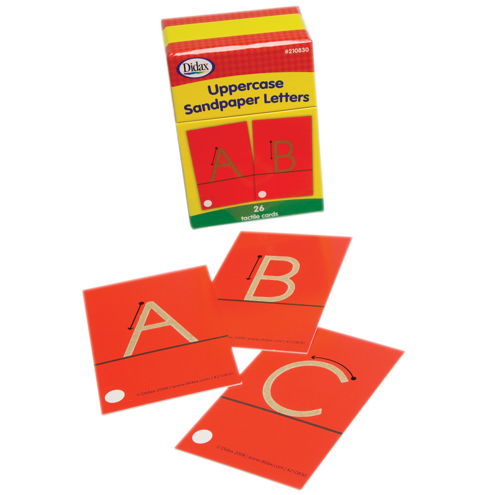 Didax Tactile Sandpaper Flashcards, Uppercase Letters, Grades K-1, Pack Of 26 Cards MPN:DD-210830