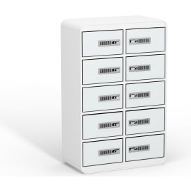 Digilock JuiceBar 10 Door Personal Device Charging Locker with Electronic Keypad Locks White PMV2-1KD1111-2W5T-110027