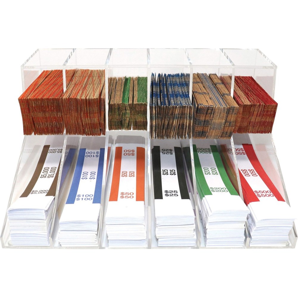 Nadex Coins Acrylic Bills Coins Wrappers Tray - 6/Pack - Acrylic - Clear - 5.3in Height x 7.8in Width x 10.2in Depth MPN:NCC1-1125