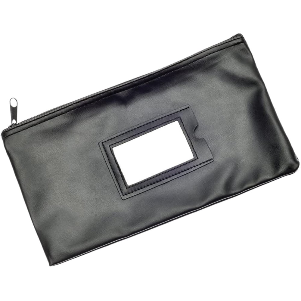 Nadex Coins Bank Deposit Bag, 1 Pack, Black - 6inx 11in - Zipper Closure - Black - Faux Leather, Vinyl - NCC11159 MPN:NCC1-1159