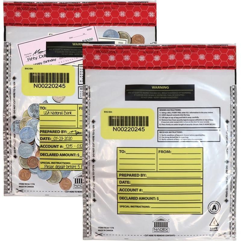 Nadex Coins Deposit Bags, 9x12, Clear, 500 Pack - 12in Length x 9in Width - Clear - Film - Cash - 500 / Pack MPN:NCS1-0001