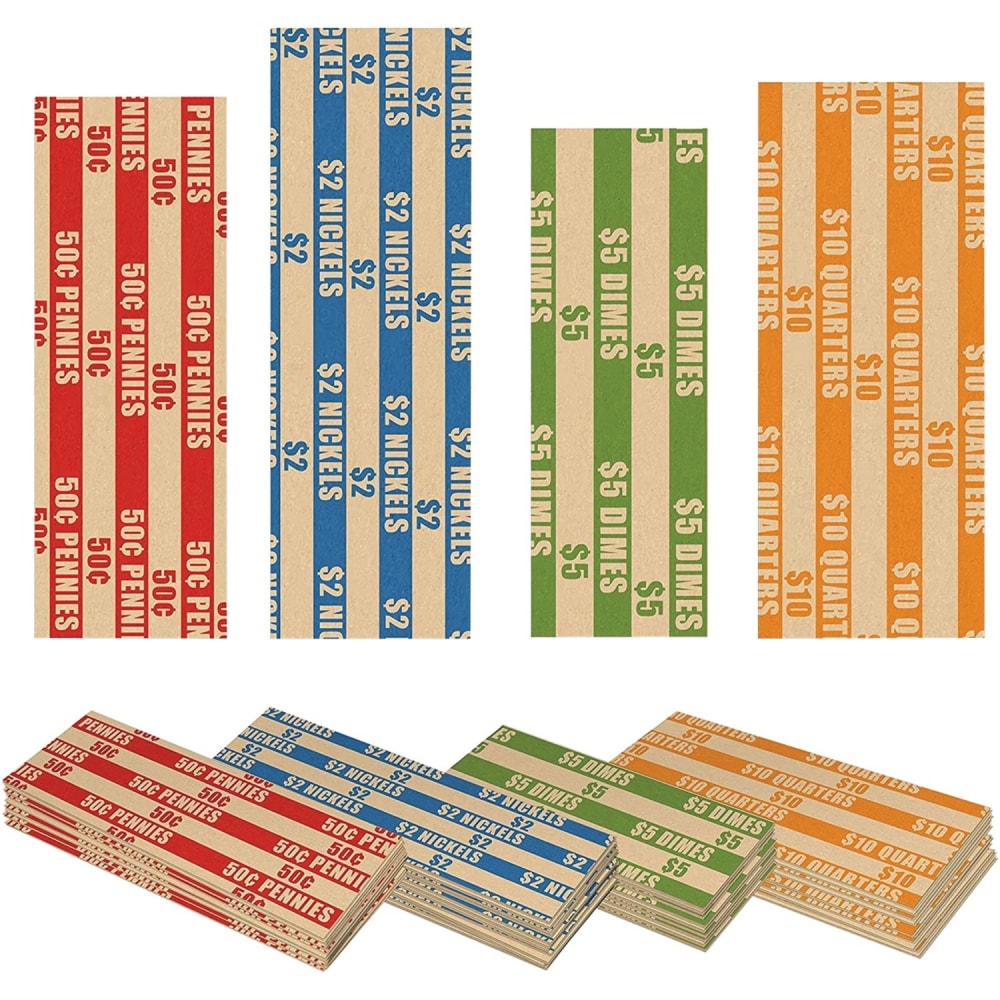 Nadex Coins Coin Wrappers Flat Striped - 6.74in Width x 7.10in Length - Durable - Kraft Paper - Multi MPN:NCS8-1043