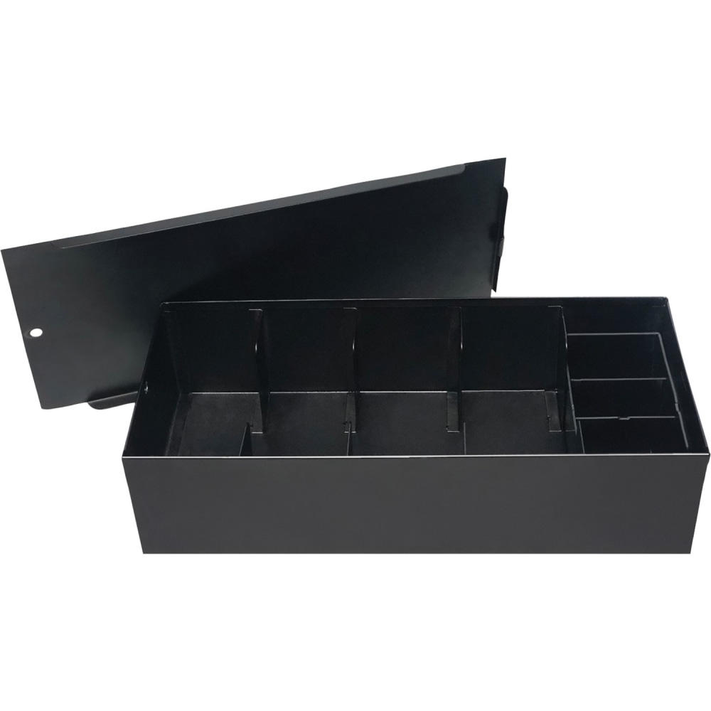Nadex Coins Steel 5-Compartment Currency Tray with Coin Tray Insert and Lockable Cover - Stainless Steel, Plastic, Metal - Black - 7in x 15.4in Width MPN:NCS8-1128