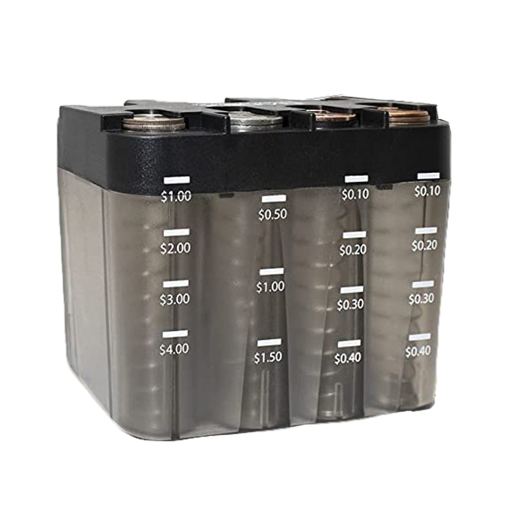 Nadex Coins Desktop NCS8-1199 Coin-Sorting Dispenser, 2-3/4inH x 3-5/8inW x 2-1/2inD, Gray MPN:NCS8-1199