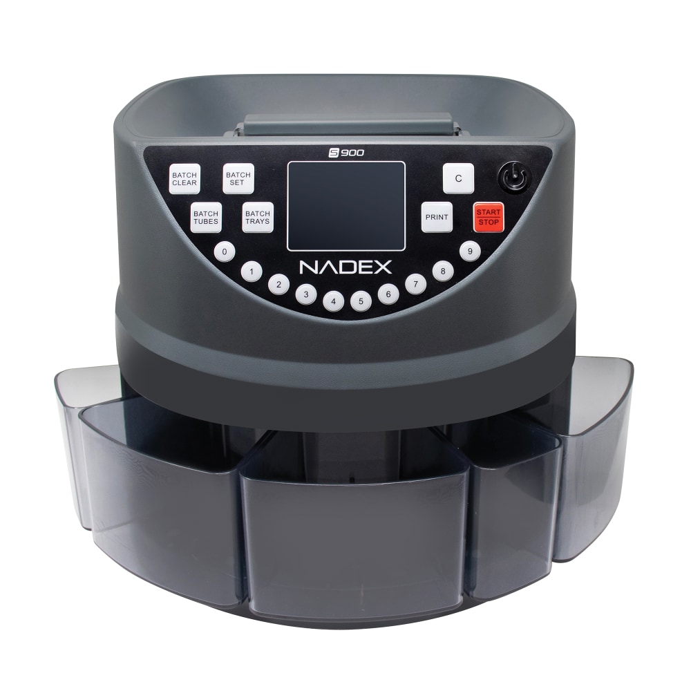 Nadex Coins S900 Coin Counter, Sorter And Wrapper Machine, 14inH x 14inW x 11-5/8inD, Black MPN:NXTE-1698