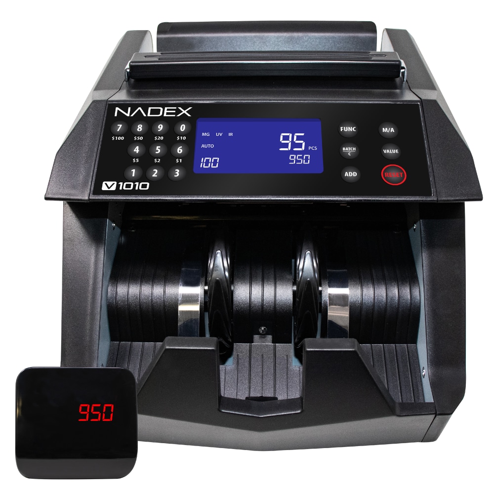 Nadex Coins V1010 Bill-Counting Machine, 11-1/2inH x 12-13/16inW x 7-11/16inD, Gray MPN:NXTE-1970