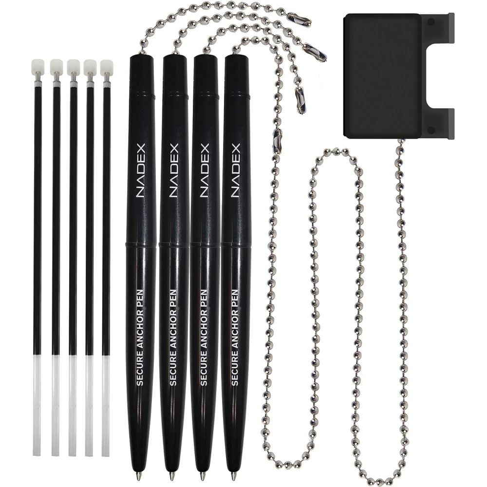 Nadex Coins Ball and Chain Security Pen Set (4 Pens) - Rubber - Black MPN:NCC1-1134