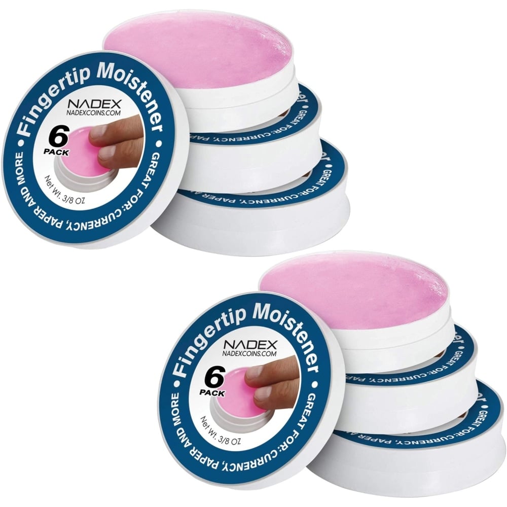 Nadex Coins Fingertip Moistener, 6 Pack - White - Non-slip, Non-toxic, Greaseless, Odorless - 6 Pack MPN:NCC1-1131