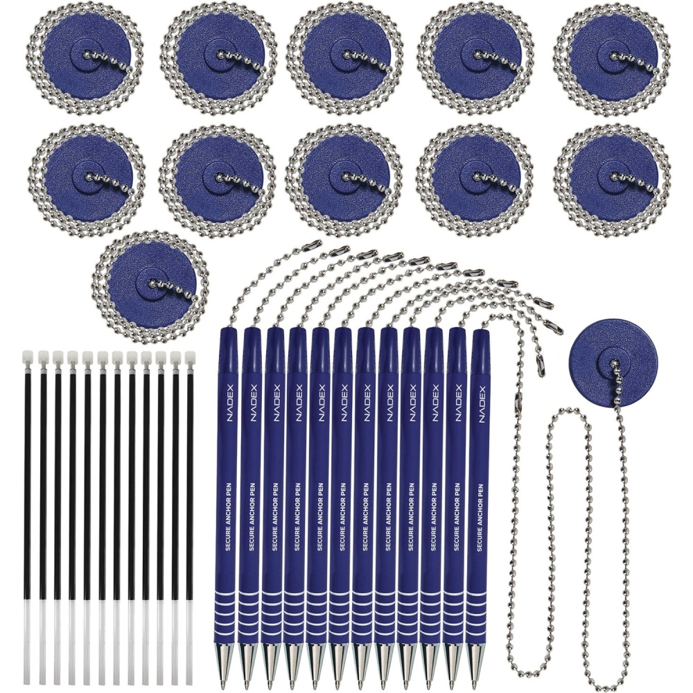 Nadex Coins Ball and Chain Security Pen Set (12 Pens; Blue) - Rubber - Blue MPN:NCS8-1205