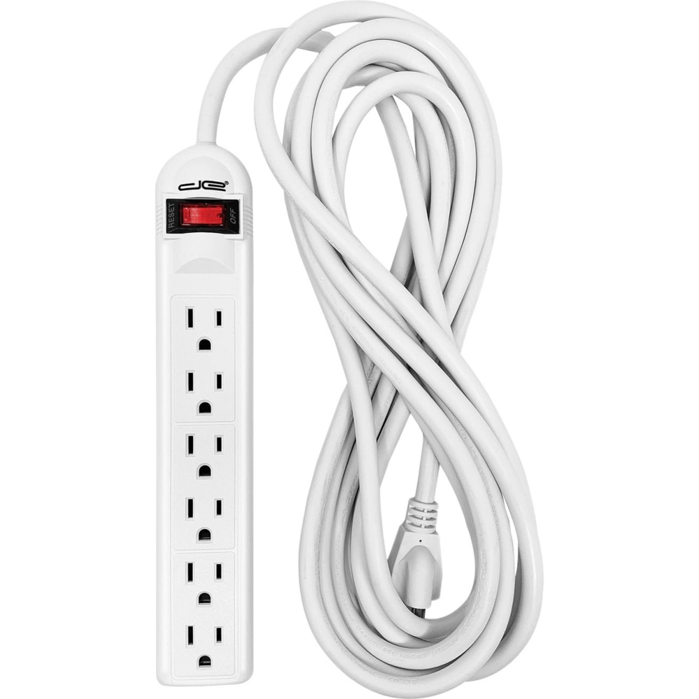 Digital Energy World 6-Outlet Surge Protector Power Strip with 15-Foot Cord (White) - 6 x AC Power - 1875 VA - 350 J - 120 V AC Input - 15 ft MPN:DE6OSP-15FT