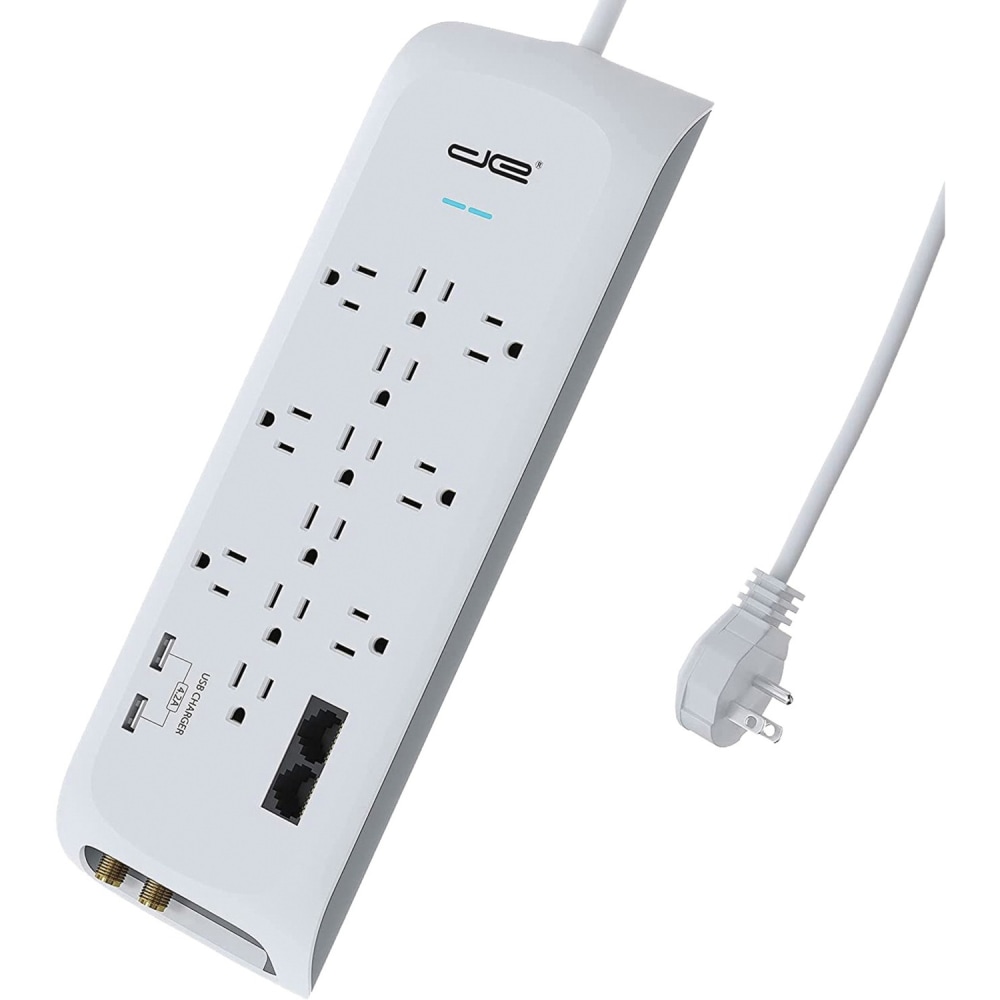 Digital Energy World 12-Outlet Surge Protector Power Strip with 2 USB Ports (White, 6-Foot Cord) - 12x AC Power, 2x USB - DEE11122 MPN:DEE1-1122