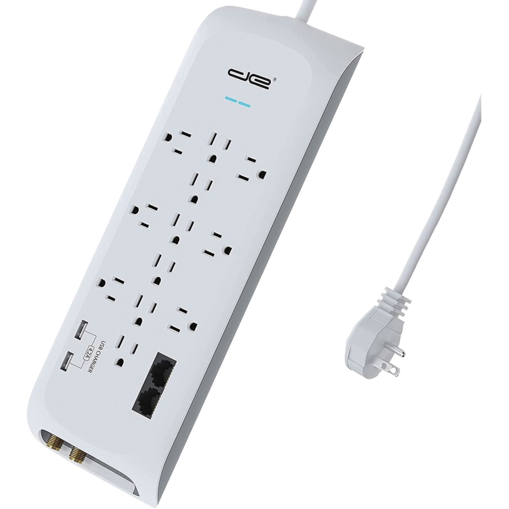 Digital Energy World 12-Outlet Surge Protector Power Strip with 2 USB Ports (White, 25-Foot Cord), DEE11124 MPN:DEE1-1124