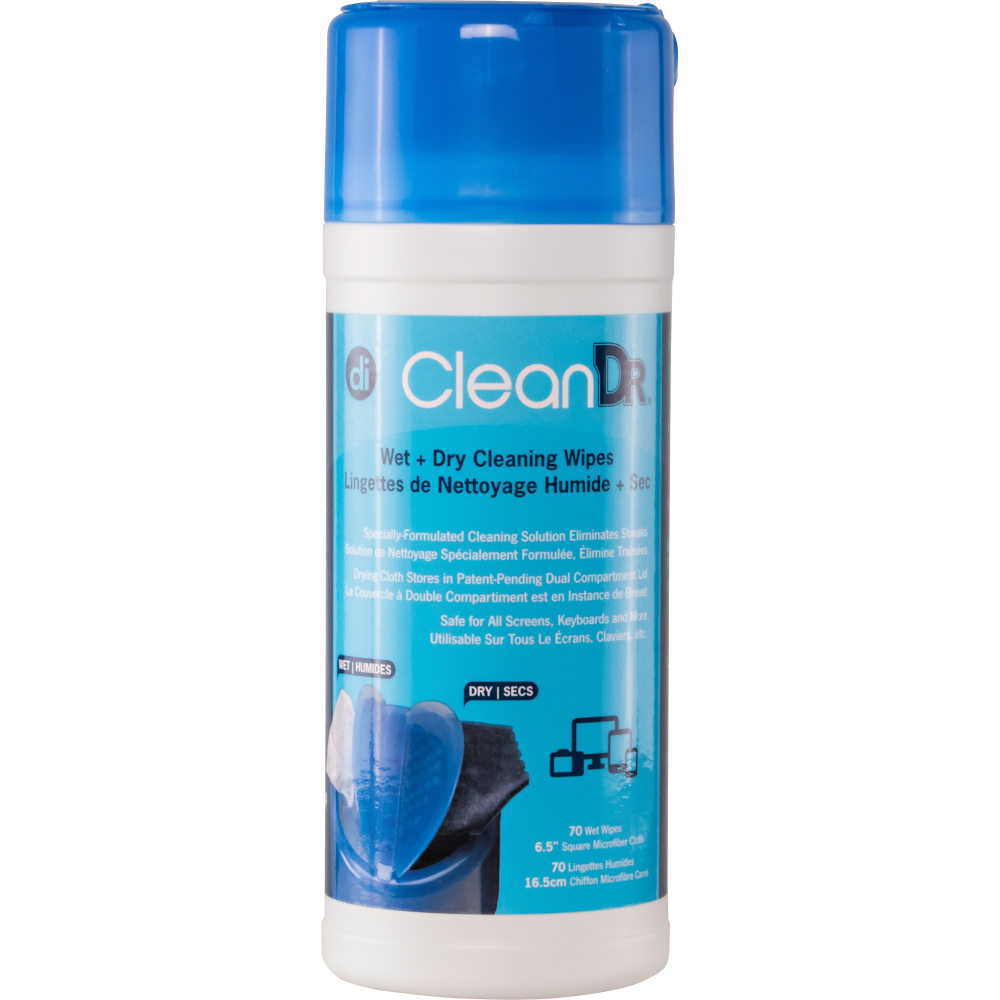 Digital Innovations CleanDr Wet/Dry Streak-Free Wipes, 70-pack (Min Order Qty 7) MPN:40308