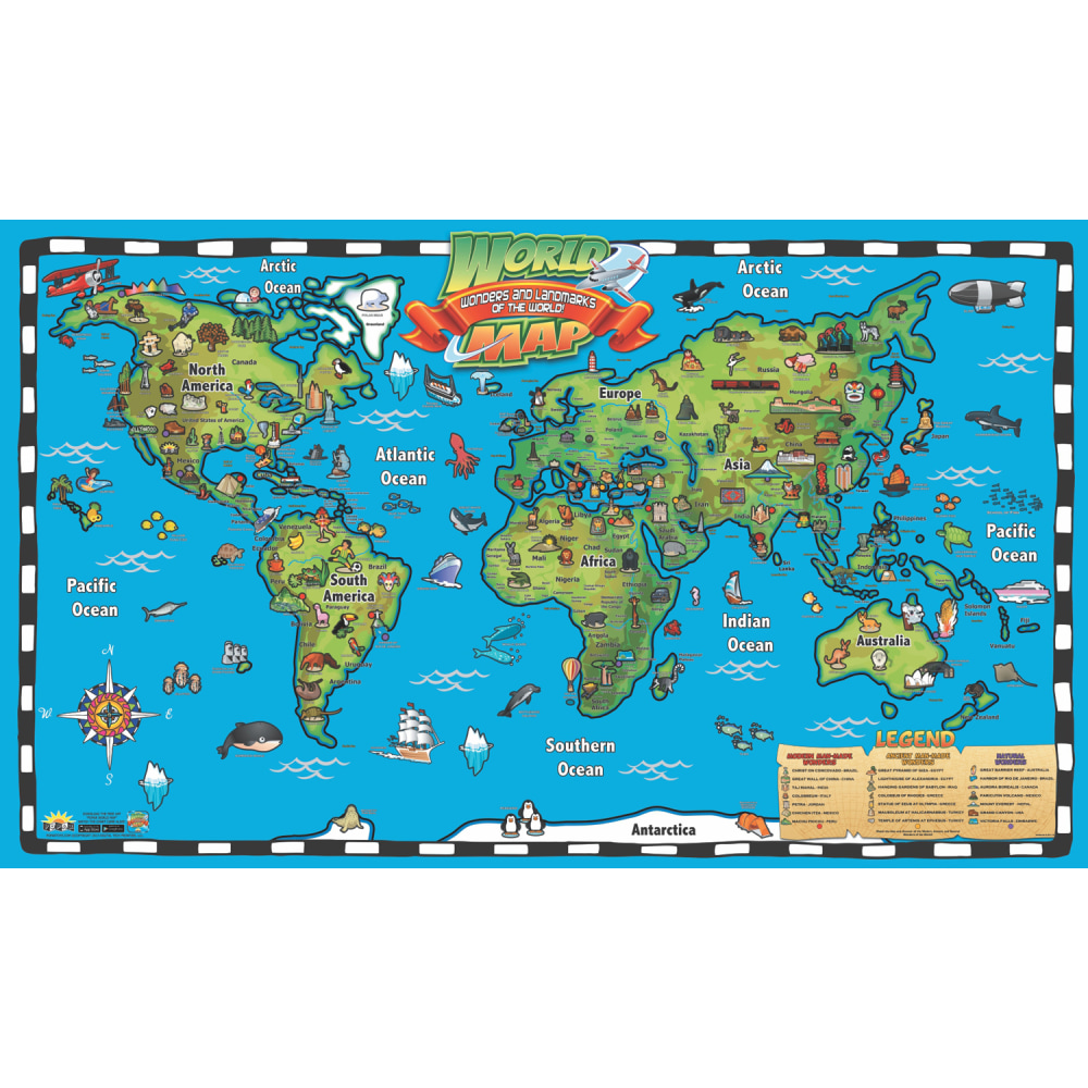Popar Kids World Map Interactive Wall Chart, 32in x 54in MPN:RWPWC04