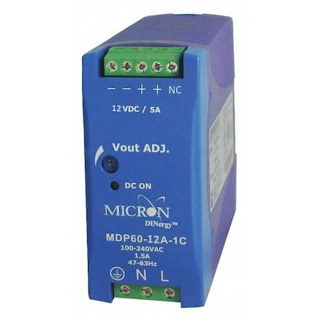DC Power Supply, 12V DC, 60W MPN:MDP60-12A-1C