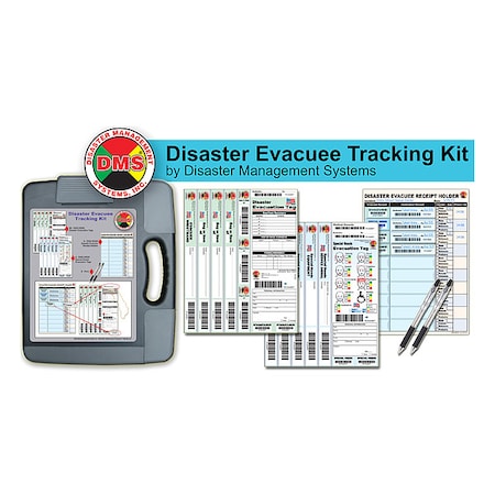 Disaster Evacuee Tracking Kit, Nylon, Plastic, Synthetic Paper, 14 1/2 in L, 11 4/5 in W MPN:DMS 06327