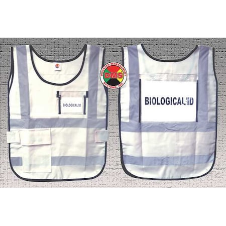Safety Vest, White, Legend Insert, Univsl MPN:DMS-05832