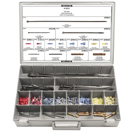 Drill Bits/Wire Term Assortment, 491 pcs. MPN:8693