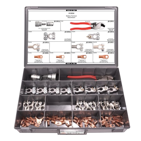 Battery Terminal Assrtmnt Adjustable Gray Plstc Tray MPN:8804