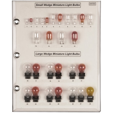 Wedge Type Bulb Sample Board Sizes/Amperage MPN:SB1002