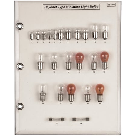 Bayonet Bulb Sample Board Sizes/Amperage MPN:SB1003