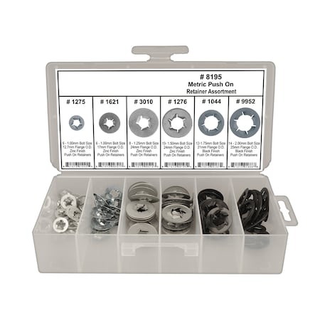 Metric Push On Retainer Assrtmnt, 108 PCS MPN:8195
