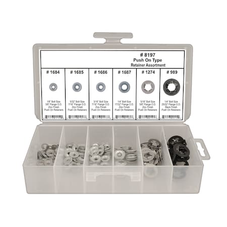 Push On Retainer Assortment, 195 PCS MPN:8197