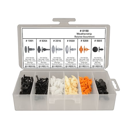 Weatherstrip Retainer Assortment, 145 PCS MPN:8198