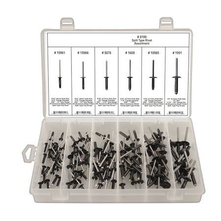 Split Type Rivet Assortment, 119 pcs. MPN:8199