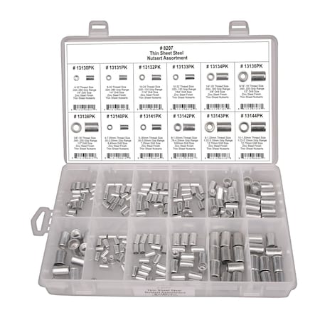 Thin Sheet Nutsert Assortment, 195 PCS MPN:8207