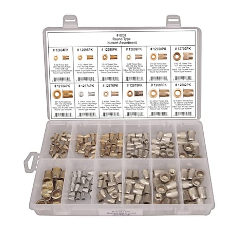 Round Type Nutsert Assortment, 190 PCS MPN:8208