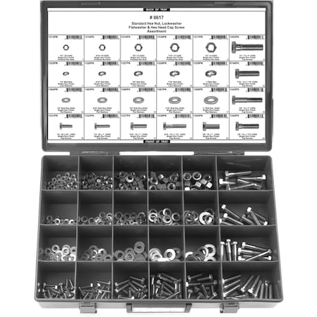 Nut/Bolt Assortmnt, Grade 5 Caps, 612 pcs. MPN:8617