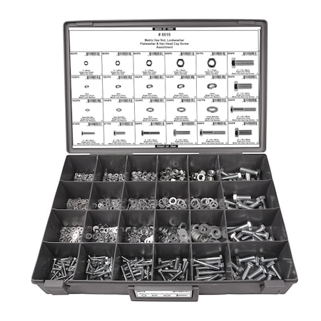 Nut/Bolt Assrtmnt, Grde 8.8 Caps, 698 pcs. MPN:8619
