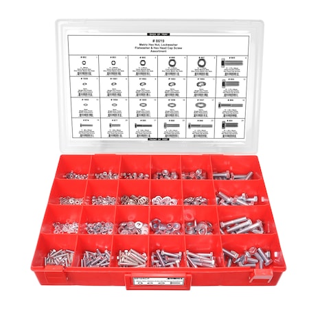 Grade 8.8 Nut/Bolt Assort 24 Hole Red Tray W/Clr Lid MPN:8619RCP
