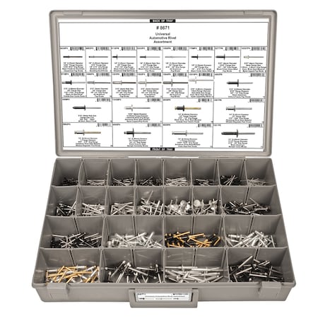 Unvrsl Automotive Rivet Assrtmnt, 430 PCS MPN:8671
