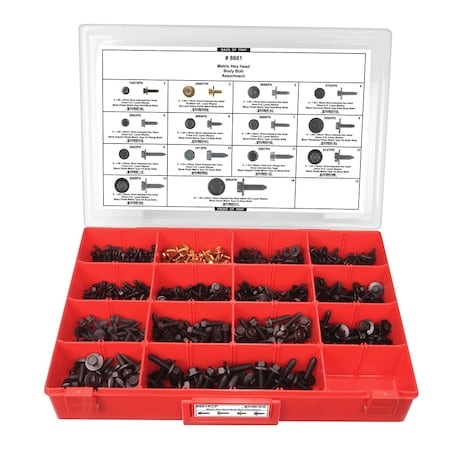 Hex Head Body Bolt Assrtmnt Adj Red Tray W/Clr Lid MPN:8681RCP