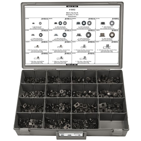Metric Hex Nut/U Nut Assortment, 457 PCS MPN:8682