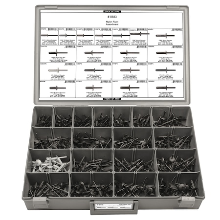 Rivet Assortment, Universl, Nylon, 345 pcs. MPN:8683