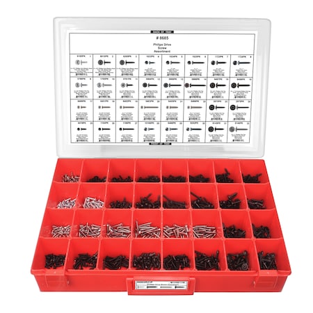 Phllp Screw Assrtmnt Adj Red Tray W/Clr Lid MPN:8685RCP