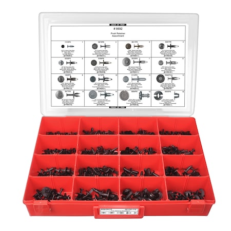 Blk Nyln Push Ret Assort Adj Red Tray W/Clr Lid MPN:8692RCP