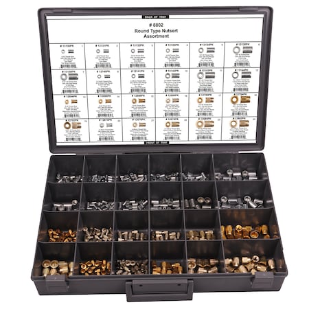 Round Type Nutsert Assortment, 554 PCS MPN:8802