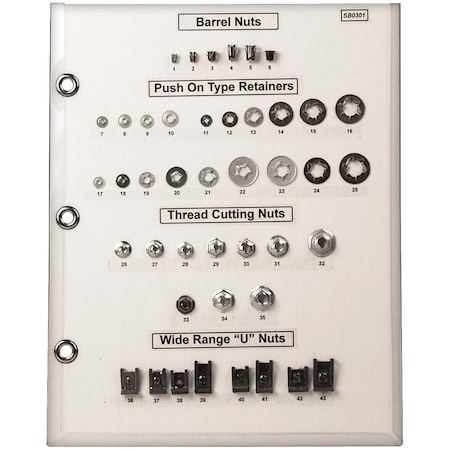 Nut/Retainer Sample Board Barrel, Thrd Cutting, U Type MPN:SB0301