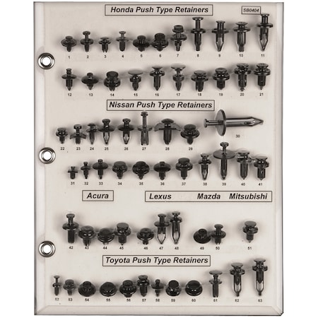 Screw/Push Ret Sample Board Import Car/Truck MPN:SB0404