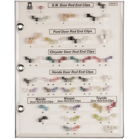 Door Rod End Clip Sample Board Domestic/Import MPN:SB0601