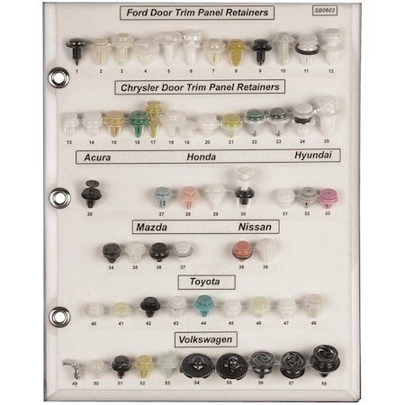 Door Panel Ret Sample Board Ford/Chrysler-Import Car/Truck MPN:SB0603