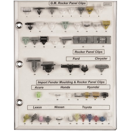 Mldg Clip Sample Board Domestic/Import Car/Truck MPN:SB0801